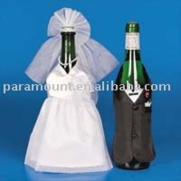 Bottle Covers 100 Polyester Bridal Dress Tuxedo Bottle Cover