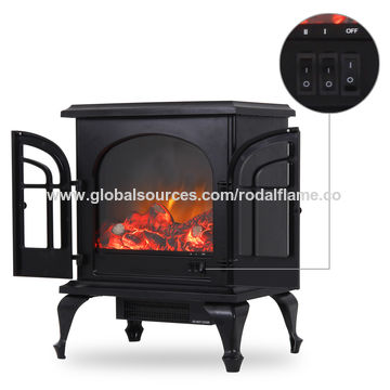 Electric Fireplace Stove Real Log Led Flame Global Sources