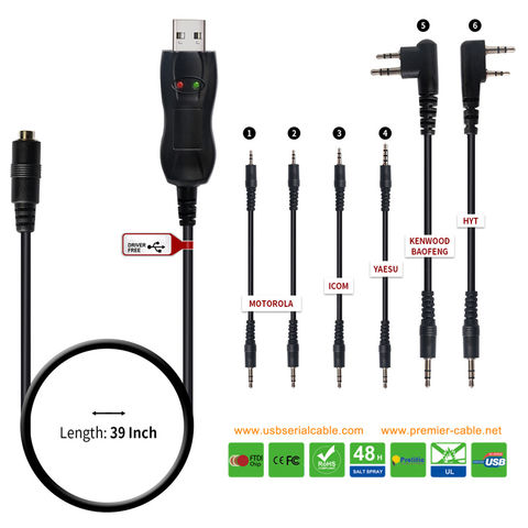 6 in 1 USB Programming Cable for Kenwood TH-F6 TH-F7 TH-G71 TH-K2 TH-K4 TK-2100 