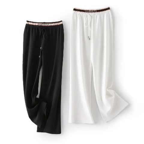 China Los nuevos pantalones rectos holgados de las mujeres de la primavera  y del verano ponen en contraste los pantalones anchos hechos punto la  cintura elástico de la pierna encendido Global Sources,Pantalones
