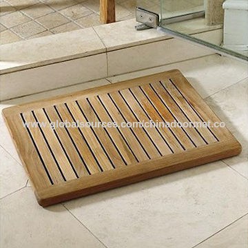 Natural Organic Bamboo Wood Teak Bath Mats For Shower Bathroom