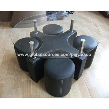 China Leather Glass Round Coffee Table, Round Leather And Glass Coffee Table