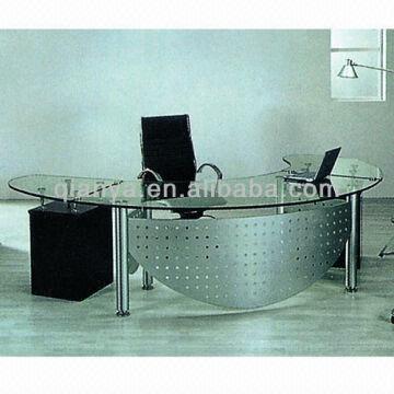 1 Long Big Glass Top Steel Office Boss Table Desk Set 2 Paint