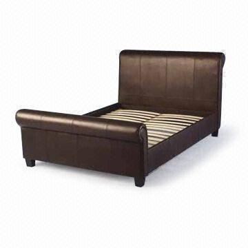 King Size Sleigh Bed Frame With Sponge, King Size Leather Sleigh Bed