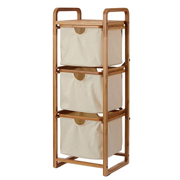 3 Layered Natural Canvas Drawer Organizer Storage Rack Global