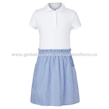 girls blue gingham school dress