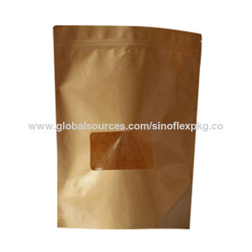 China Eco Friendly Kraft Paper Bag For Food With Clear Window Tears China Eco Friendly Kraft Paper Bag For Food With Clear Window Tears Notch And