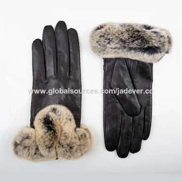 ladies gloves with fur trim