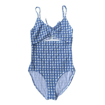 ChinaSwimwear - Cutout swimsuit made from gingham fabric. Rouched tie ...