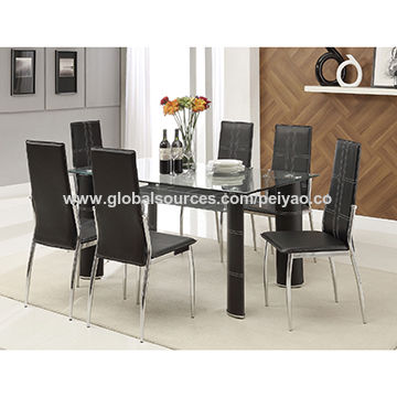 Style Glass Dining Table Set 6 Chairs, Glass Dining Room Table Sets