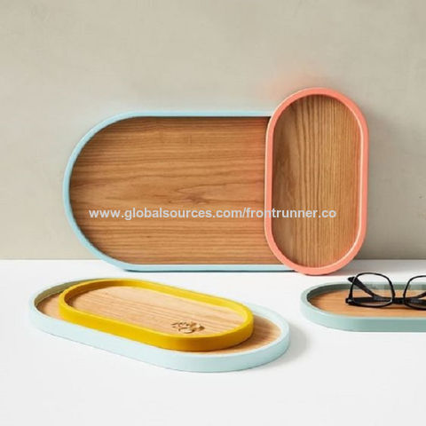 China Factory Solid Wood Color, Oval Shaped Coffee Table Tray