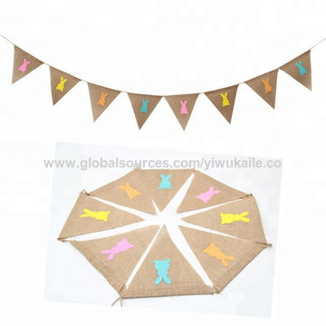 China Easter Bunting Banners Garland Bunny Rabbit Printed Burlap ...