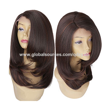 Light Yaki Straight Hair Wigs For African Americans Glueless Lace