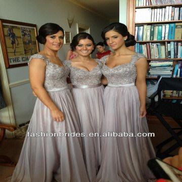 grey beaded bridesmaid dresses