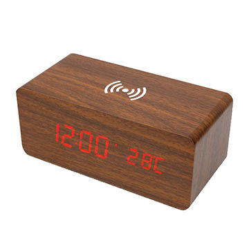Wooden Alarm Clock Wireless Charger