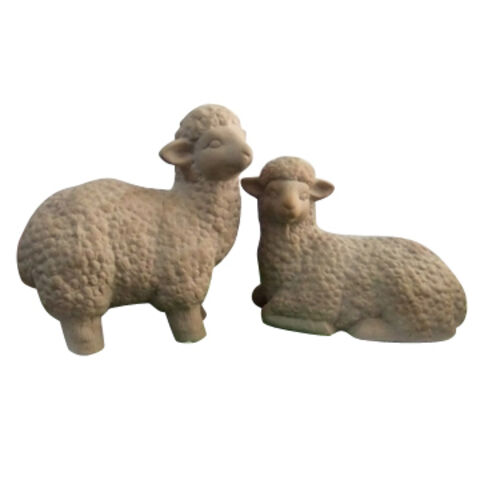 China Ceramic Smiley Garden Sheep Couple From Xiamen Trading