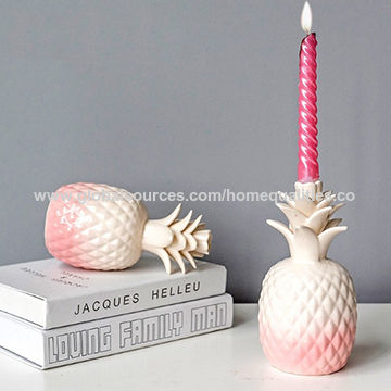 China Unique Decoration Pink Pineapple Ceramic Candle Stand On Global Sources Ceramic Candle Holder