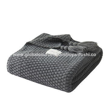 China Grey Knit Throw Blanket 100 150cm And 130 170cm On Global Sources