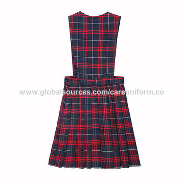 red tartan school pinafore