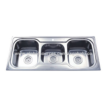 China Triple Bowl Stainless Steel Undermount Apartment Size