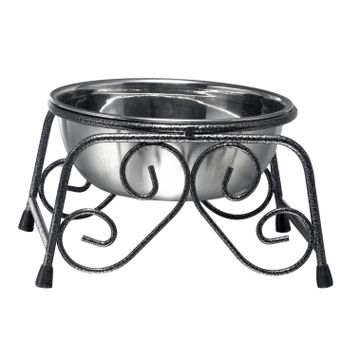 wrought iron dog bowl stand