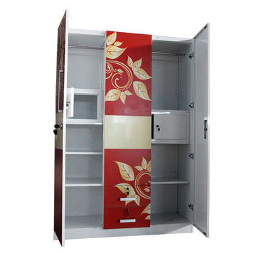 India Style 3 Door Steel Bedroom Almirah Designs Clothes