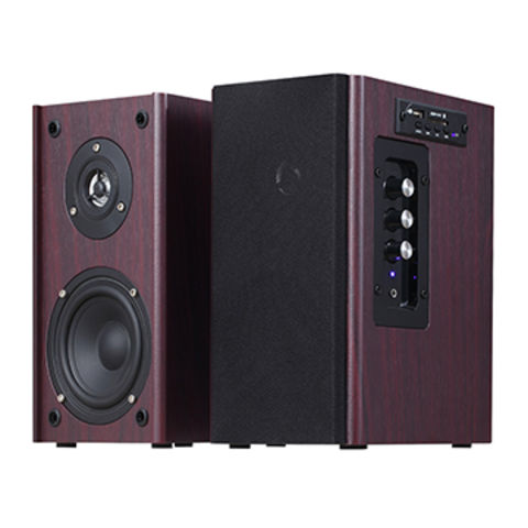 wooden studio monitors