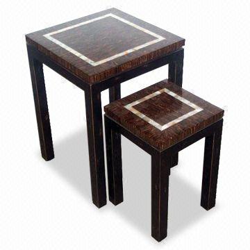 Nesting Table With Laminated Coconut Shell And Mop Top Global Sources