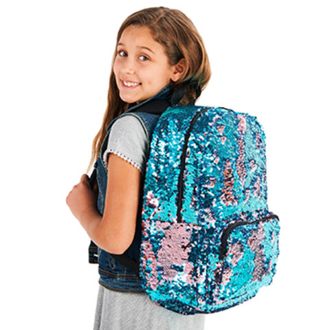 blue sequin backpack