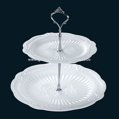 china fine china 2 tier cake stand wave embossed shape 10 5 8