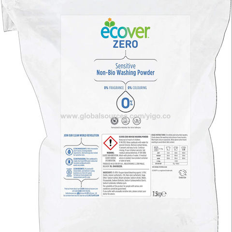 Maak leven Inleg gesponsord China Ecover Zero (Non Bio) detergent 7500g washing powder on Global  Sources,washing powder
