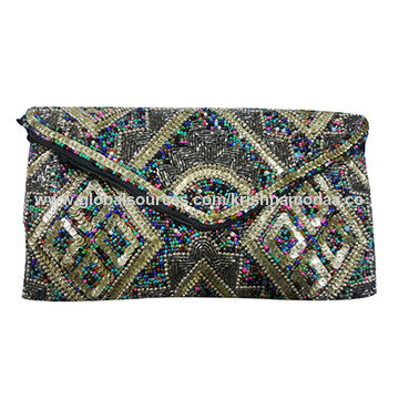 India Black Beaded Clutch Bags For Women Hand Embroidery On Global Black Beaded Clutch Bags India