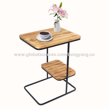 Wooden Metal Mix Side Table, How High Should A Sofa End Table Be