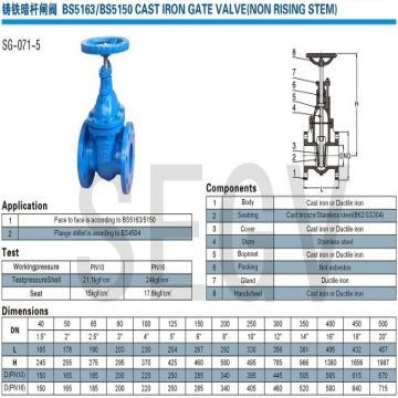 BS5163/BS5150 CAST IRON GATE VALVE (NON RISING STEM) | Global Sources