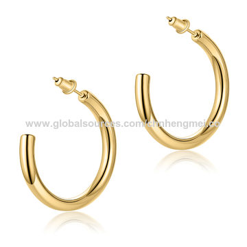 China Stainless Steel Gold Steel Cuff Earrings On Global Sources Gold Earrings Hoop Earrings Stainless Steel Earrings