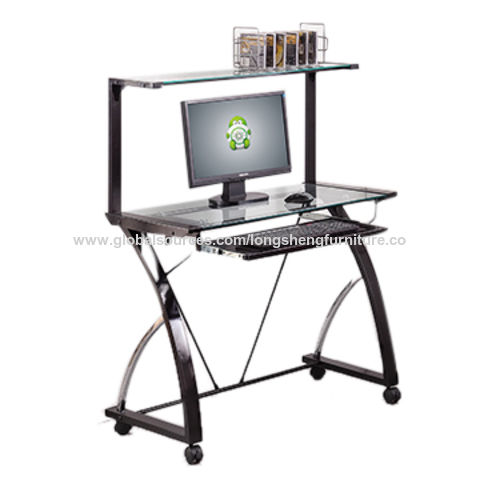 China Tempered Glass Computer Desk With Keyboard Panel On Global Sources