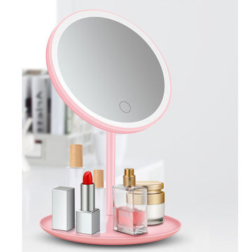 Table Makeup Mirror With Light Led, Lighted Makeup Mirror Desktop