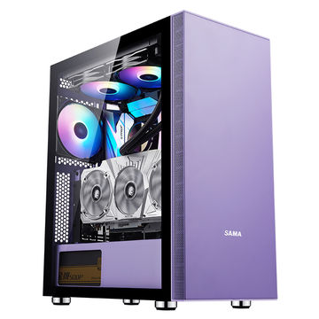 China Sama 3702 Colorful Gaming Atx Computer Case In Purple Support Vertical Vga Structure Desktop Pc Case On Global Sources Desktop Gaming Pc Case Argb Lighting Pc Case High End Gaming Case