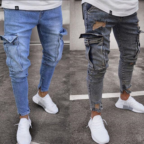 China El nuevo dril de algodón de moda de la cremallera del agujero de la  rodilla de los hombres de las llegadas jadea vaqueros de los pantalones  encendido Global Sources,vaqueros,pantalones de los