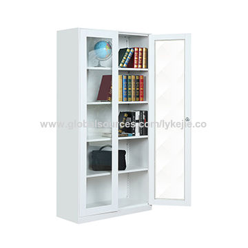 White Glass Door Bookcase Cabinet, White Bookcase Cabinet With Glass Doors