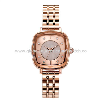 China Señoras modernas del reloj de Rose del cuarzo de SquareJapan de la  moda del OEM encendido Global Sources,relojes de señoras,Reloj de la  joyería,reloj de moda