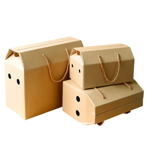 Download China Custom Size Kraft Paper Box With Handle Fruit Packaging Air Holes On Global Sources Fruit Packaging Carton Box Corrugated Box