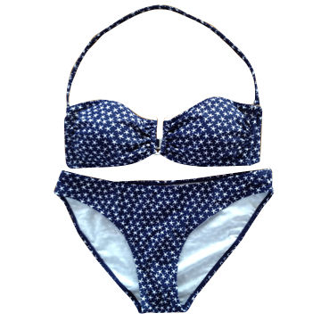 blue and white star bikini