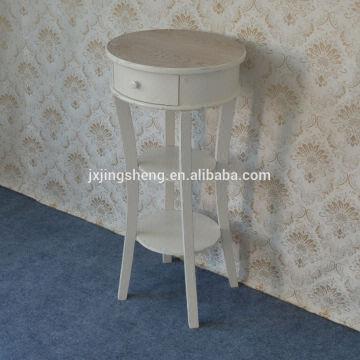 Shabby Chic Cream Wooden Round Multi, Shabby Chic Round Side Table