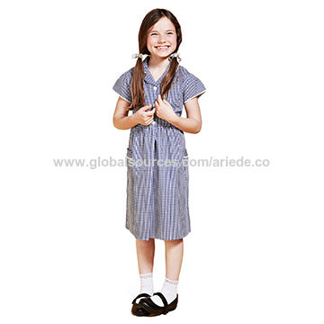 100 cotton gingham school dress