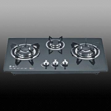 3 Burners Tempered Glass Gas Stove Hob With Cast Iron Pan Support