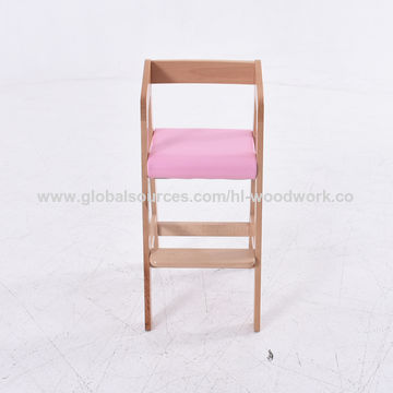 wooden high chair with plastic tray