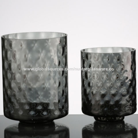 black glass candle holder