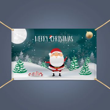 Merry Christmas Vinyl Banner Indoor Outdoor Holiday Santa Xmas