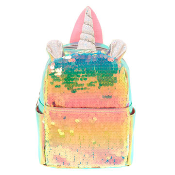 pink holographic mini backpack